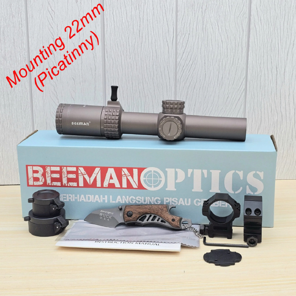 Tele Buntung Beeman Coklat Mounting Rell 22 / Telescope Beeman Optics 1-6x24 IR Wolf Brown / Telesko