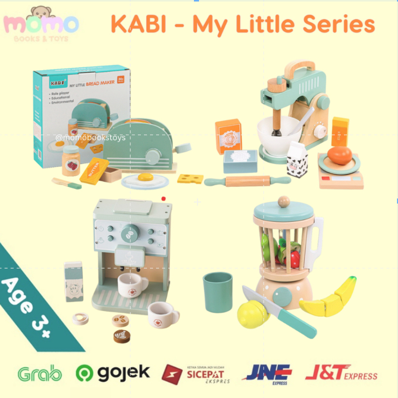 [MOMO] KABI Mainan Masak Masakan Anak Kayu Lengkap | Blender Mixer Mainan Masak Kayu | Mainan Dapur