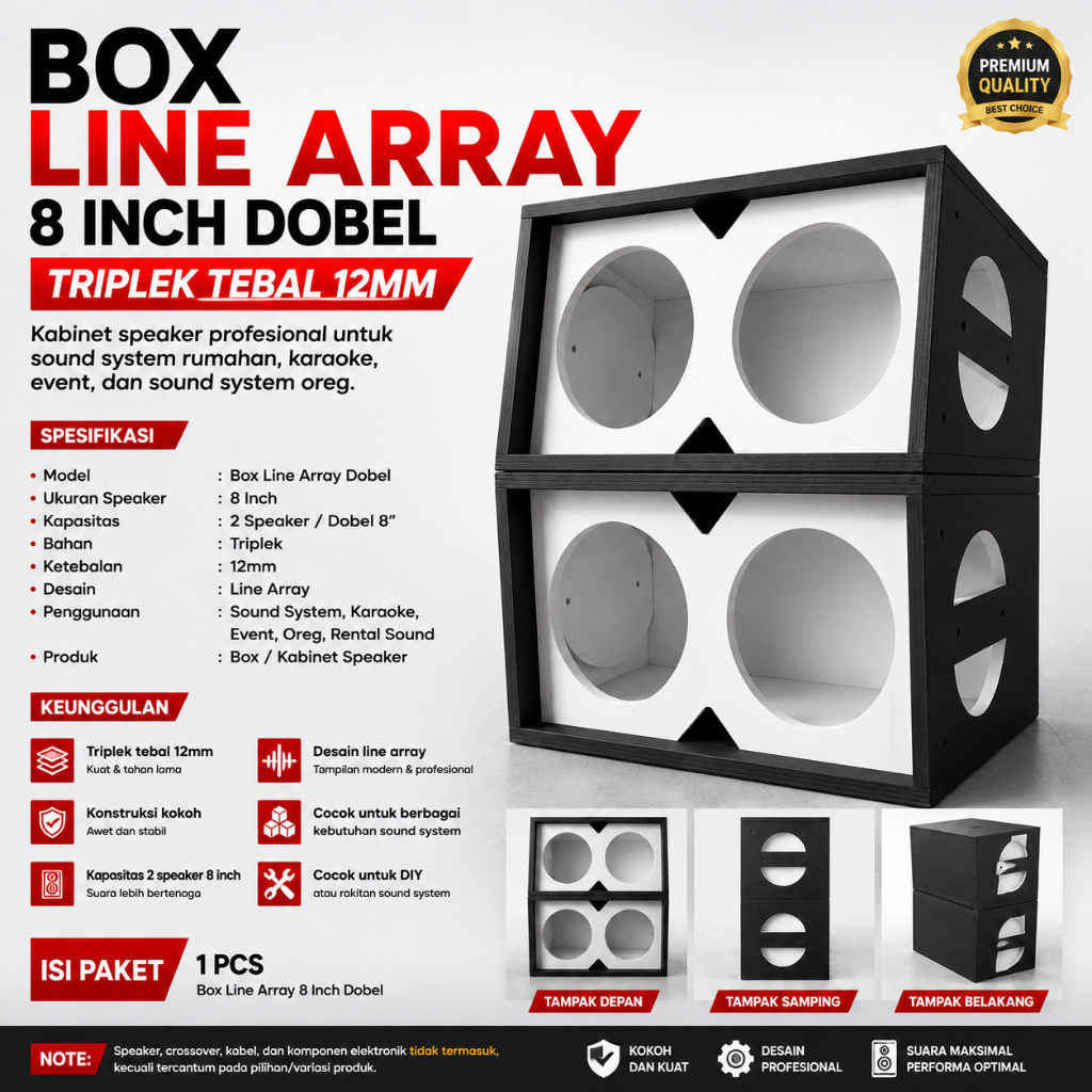 Box Line Array 8 Inch Dobel Triplek 12mm – Box Speaker Sound System