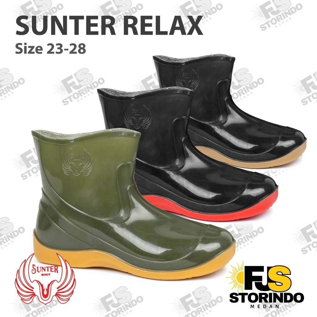 Sepatu Boot Pendek SUNTER RELAX Hijau Maroon Hitam Penthel Biru Orange Scotlite Boots Ankle Glossy K