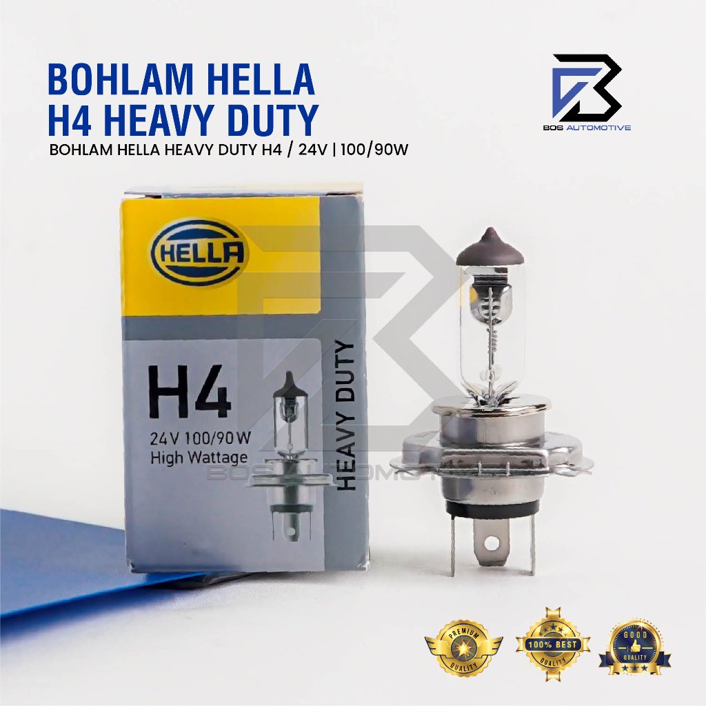 LAMPU HALOGEN HELLA H4 100/90W 24V LAMPU UTAMA MOBIL / TRUK ORIGINAL