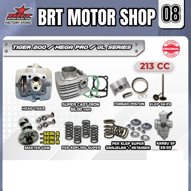 PAKET TOURING SUPER CAST IRON 8 9 10 BRT TIGER 200 MEGA PRO GL SERIES Bore Up 213CC