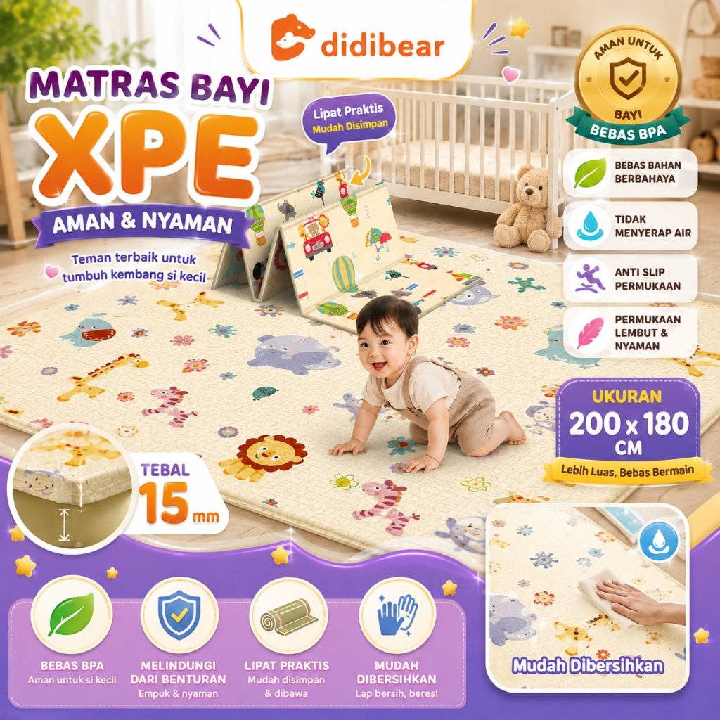 Didibear Karpet Lipat Playmat Bayi SNI B 180x200cm (8-16mm) - Matras Foam Praktis dan Nyaman LX 027-