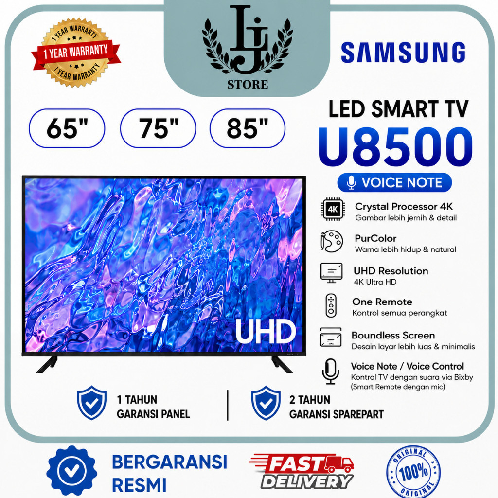 TV LED Samsung SMART TV Voice Note 65U8500 / 75U8500 / 85U8500 LED Samsung 65 Inch / 75Inch / 85Inch