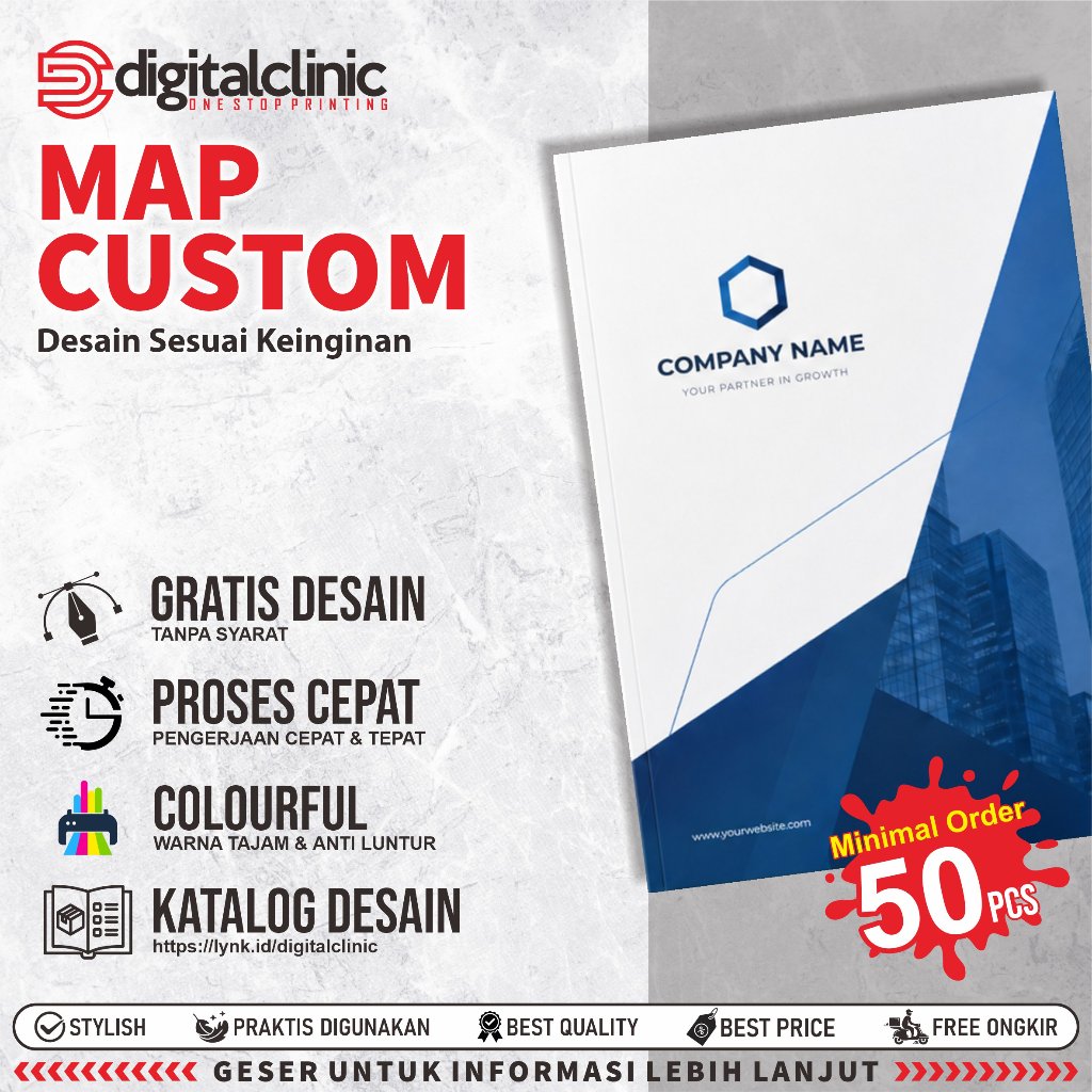 Map Custom A4 / F4 | Map Folder Dokumen | Cetak Map Perusahaan, Sekolah & Kantor | Desain Gratis MUR