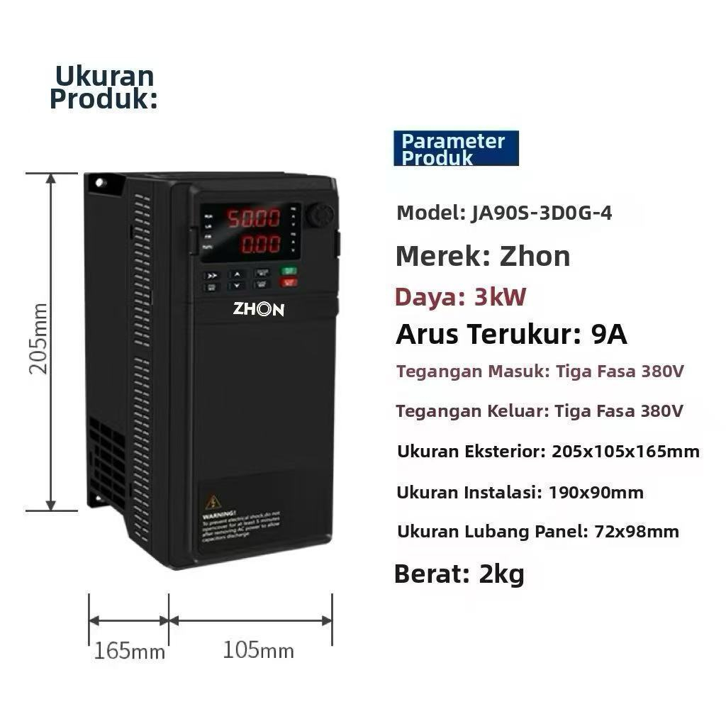 Inverter VFD  ZHON 3KW IN 380V-OUT 380V