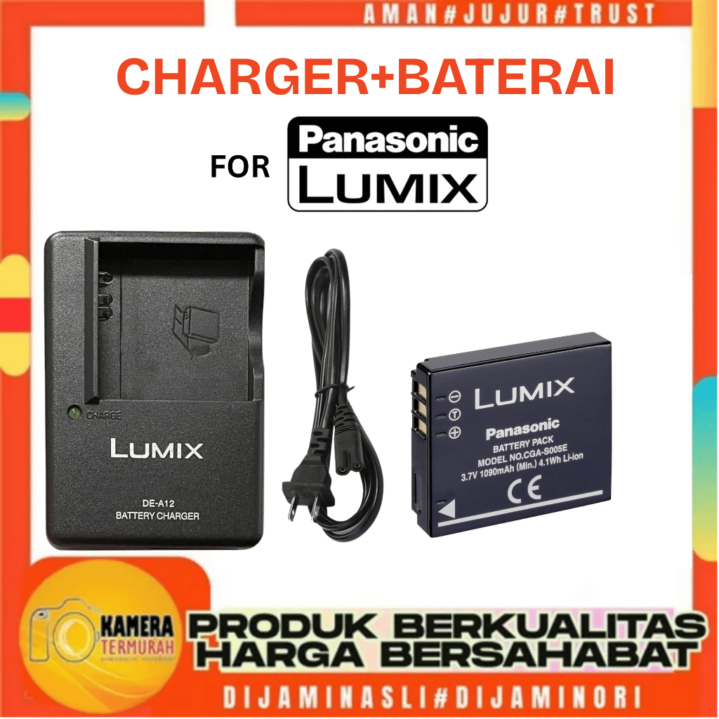 Paket Baterai Charger Panasonic Lumix CGA-S005 for DMC-FX01, DMC-FX07, DMC-FX3, DMC-FX8, DMC-FX9, DM
