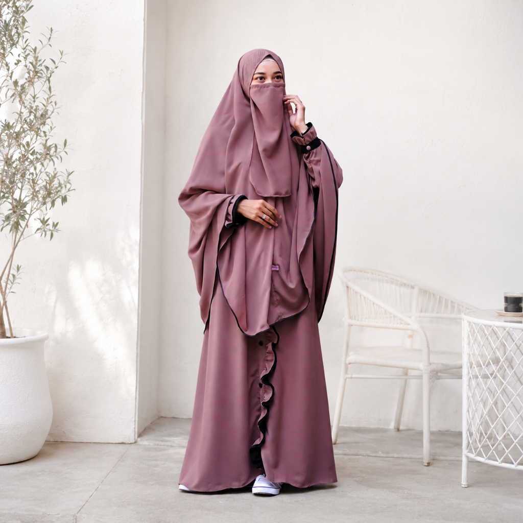 Gamis Nadira Abaya Syar'i Set Hijab Free Cadar tali Wolfis Lux Highquality