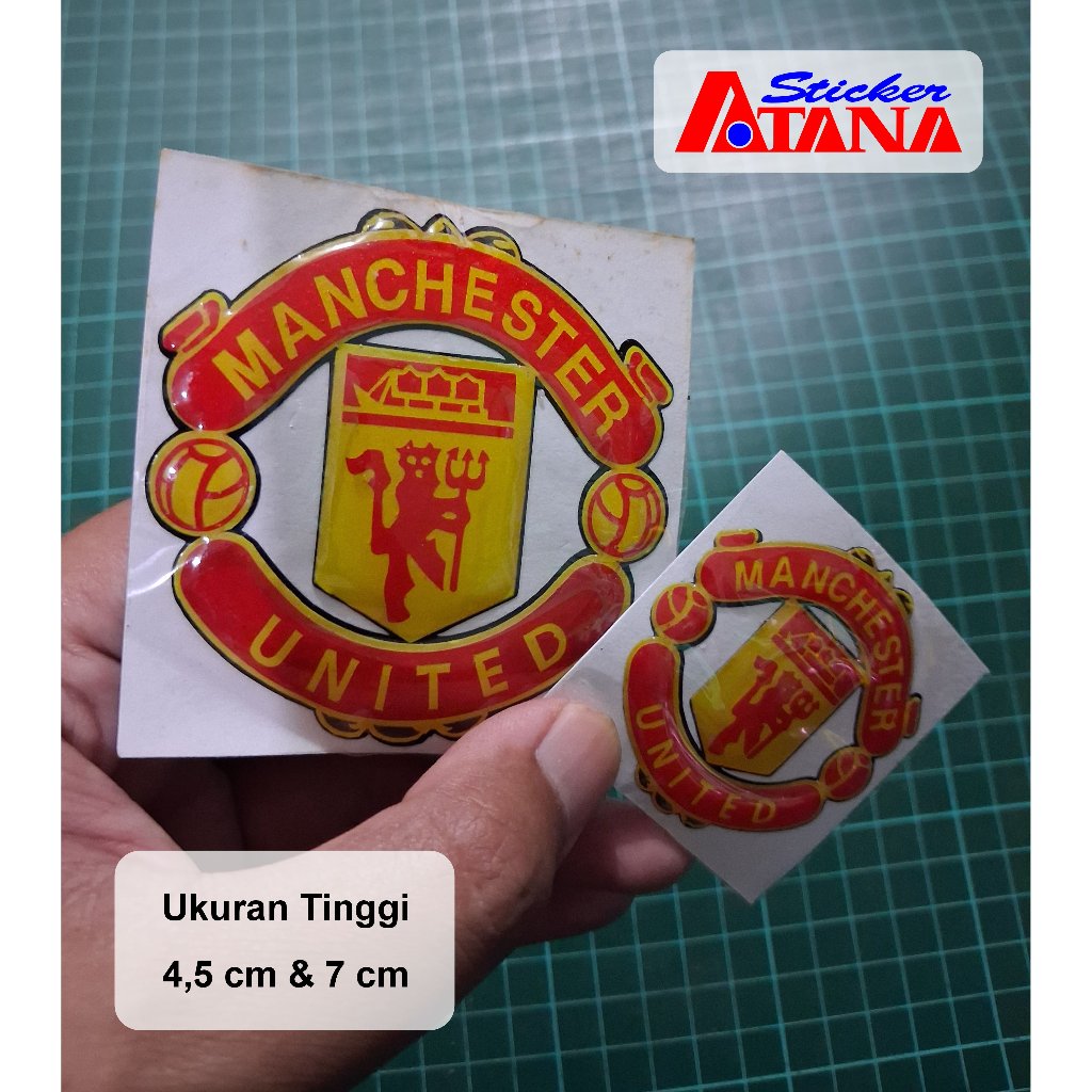 Stiker Timbul MU Manchester United Red Devils Setan Merah Cutting Sticker Logo Emblem Kecil Besar Be