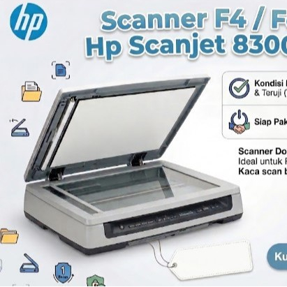 Scanner Folio / F4 Automatic  HP Scanjet 8300  ukuran kaca F4  Siap Pakai Garansi 1 Bulan