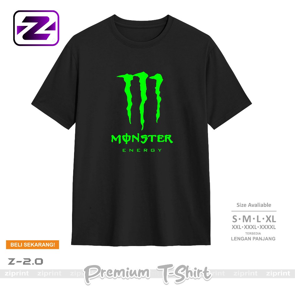 Baju Kaos MonsterEnergi FrontBack T-Shirt pria wanita kaos Monster Energy