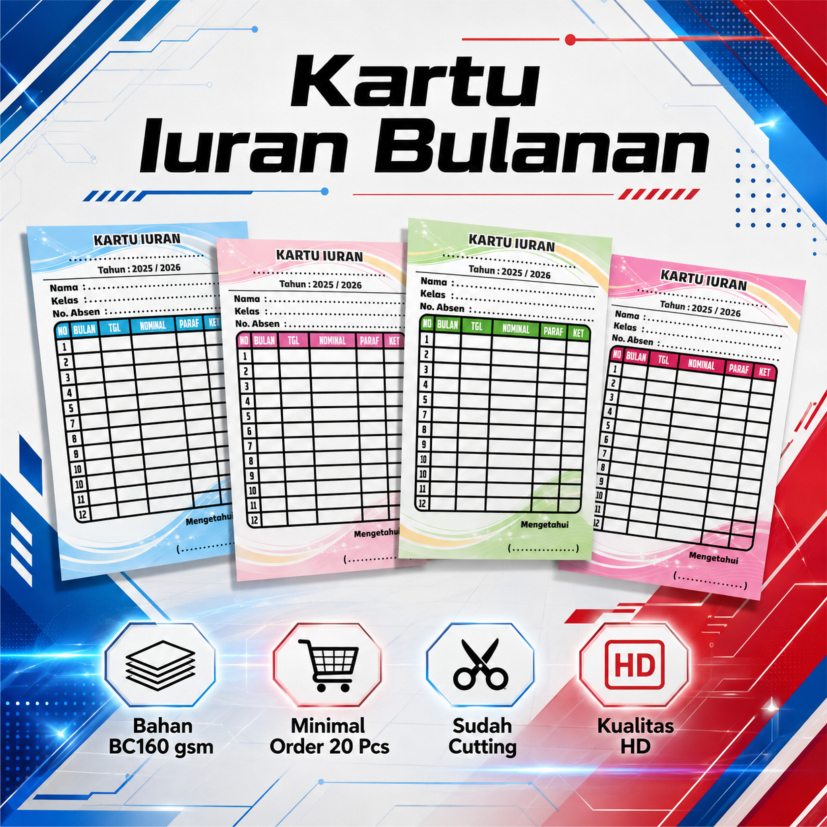 KARTU IURAN SPP, KARTU IURAN RT, LES PRIVAT MURAH BERKUALITAS