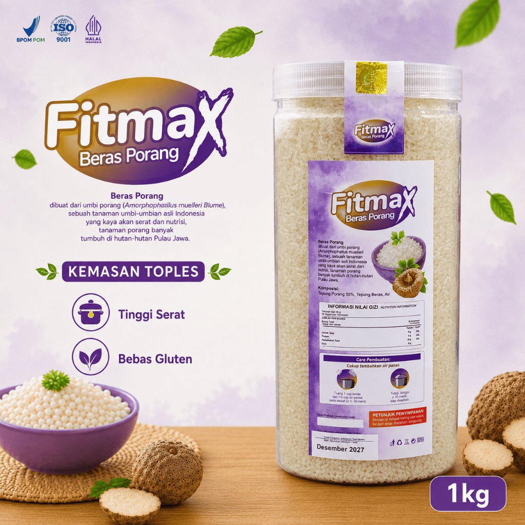 Beras porang FITMAX Toples # 1 kg + bonus sendok takar