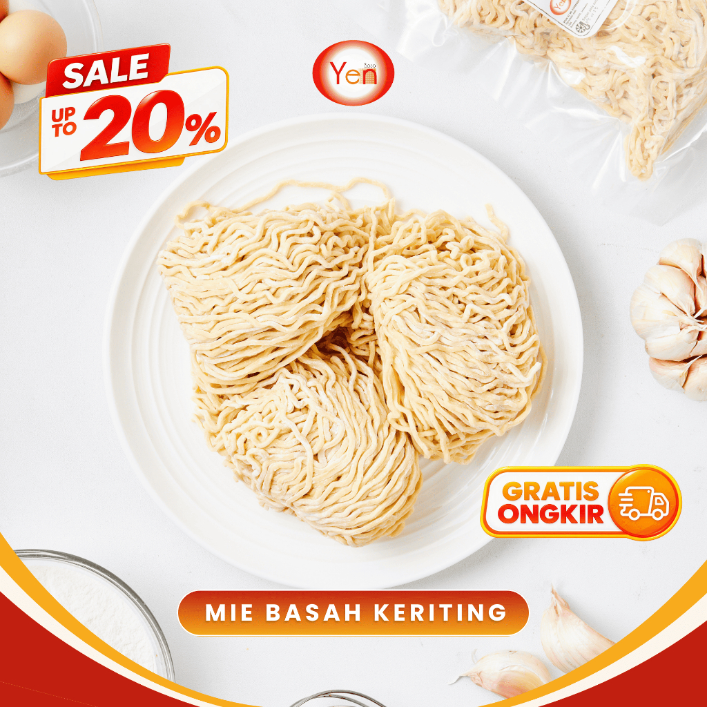 YEN Mie Basah Keriting Kiloan- Mie Ayam Mentah