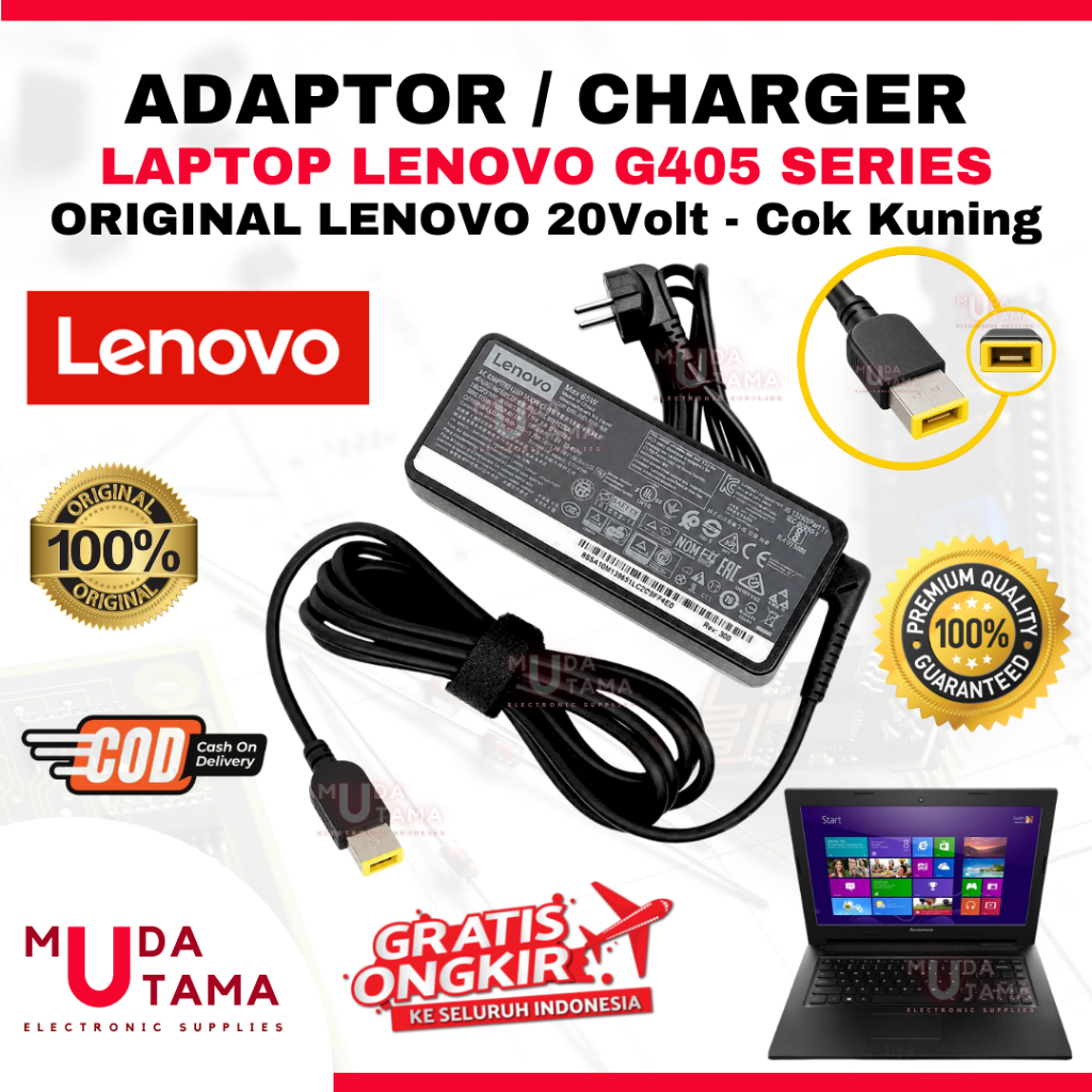 Adaptor Charger Laptop LENOVO G405 G405S USB Kuning - Adaptor Laptop LENOVO G405 - Adaptor Laptop LE