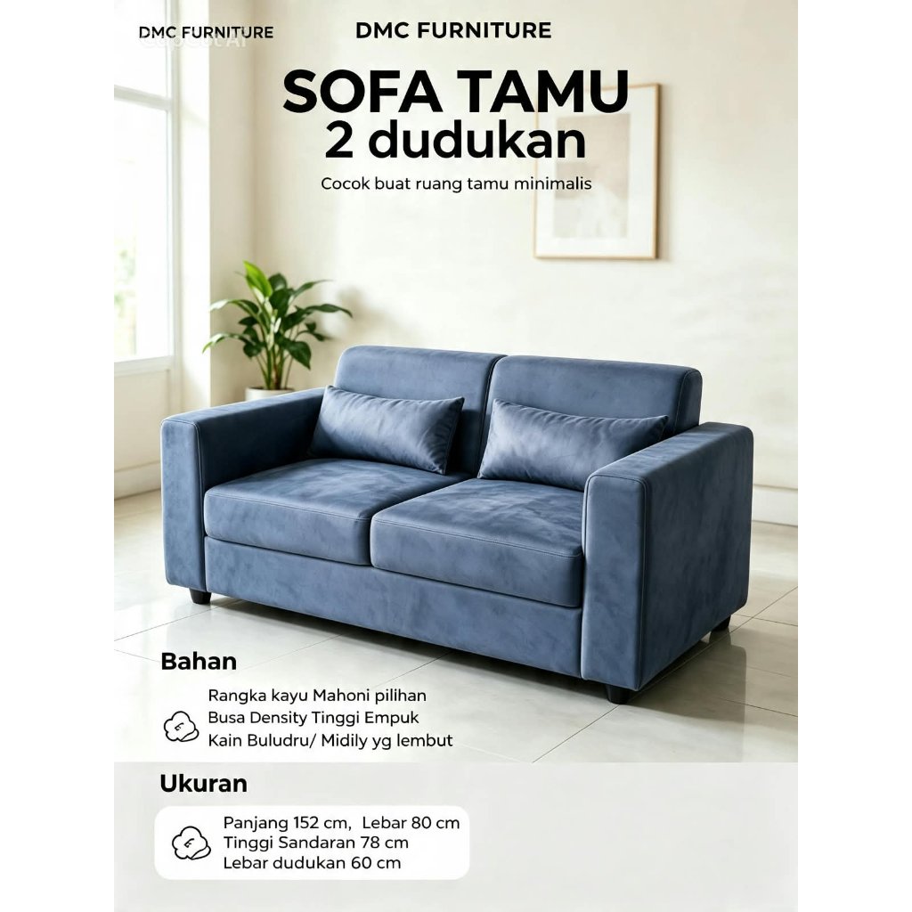 Sofa 2 seat Sofa Tamu Sofa minimalis Sofa empuk Bandung