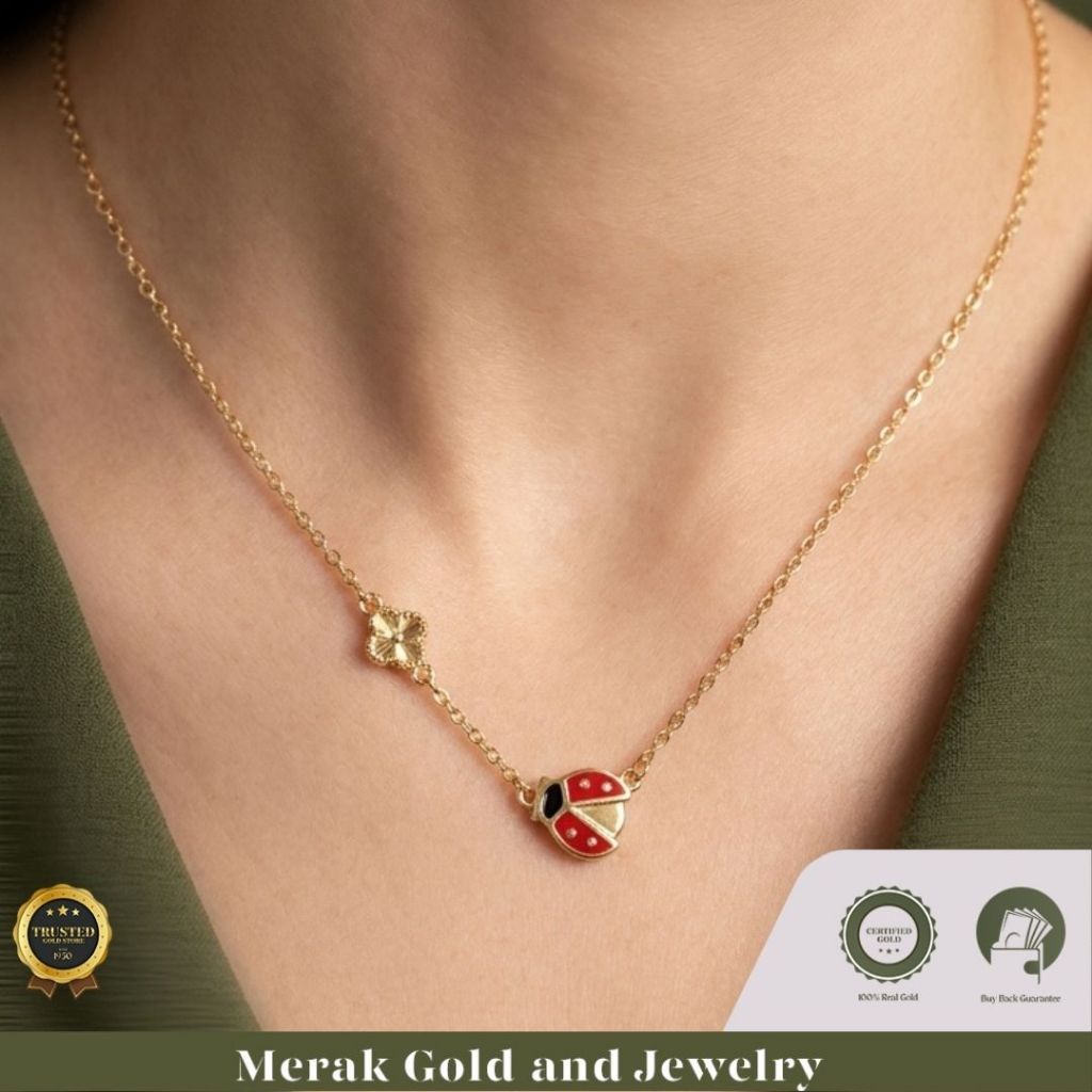 Merak Gold - Nekclace Gold Model Kepik / Kalung Italy Santa Clover Kepik | Emas Tua Kadar 16K