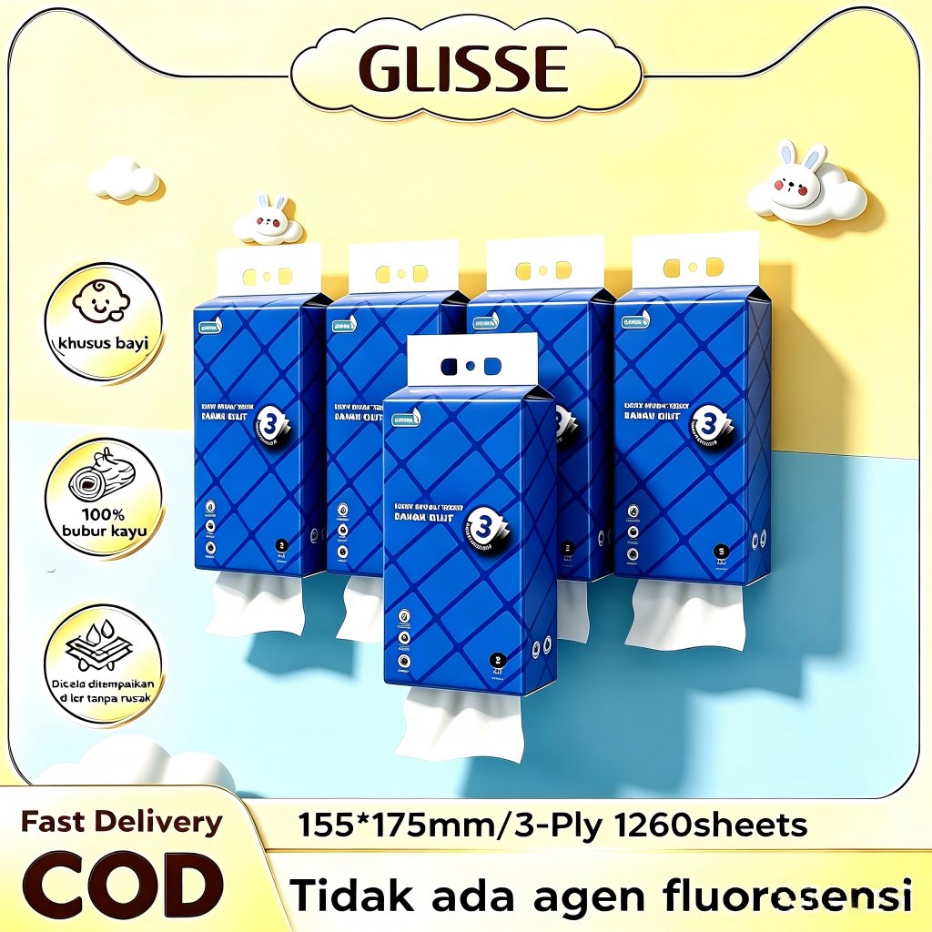Glisse Promo Tisu 1260 Lembar 3Ply Tissue Gantung Serbaguna Tisu Toilet Tisu Dapur Tisu Murah