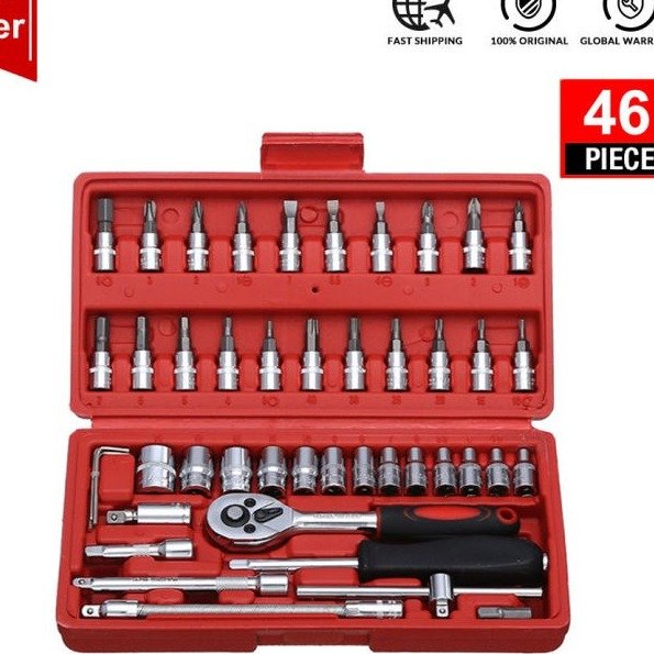 Kunci Sok 46 Pcs Set Lengkap dengan Baja Vanadium Tahan Karat
