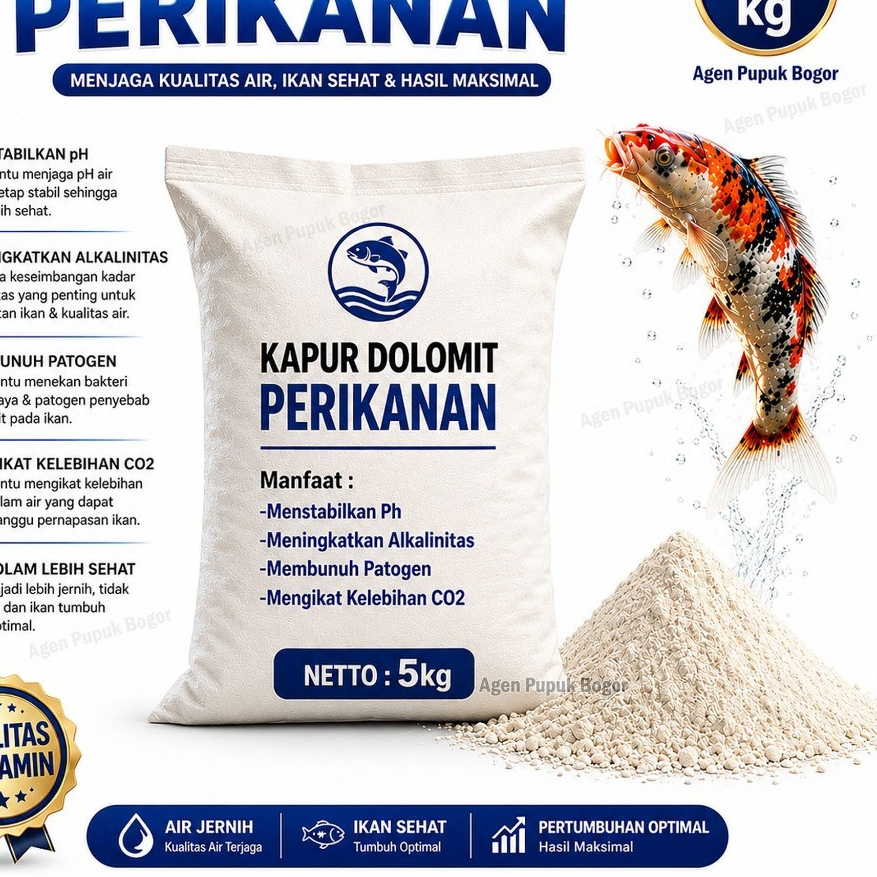 Kapur Dolomit Perikanan 5 Kg Untuk Meningkatkan Ph Air Pada Kolam Ikan