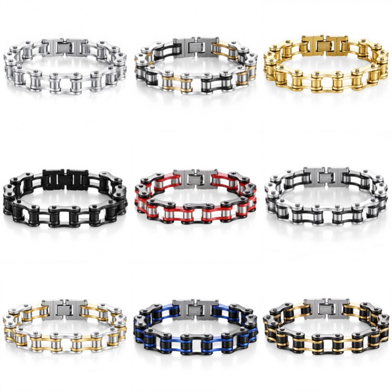 Gelang Rantai Motor Biker Punk Rock Stainless Steel Titanium Style / Gelang Rantai Sepeda Motor Pria