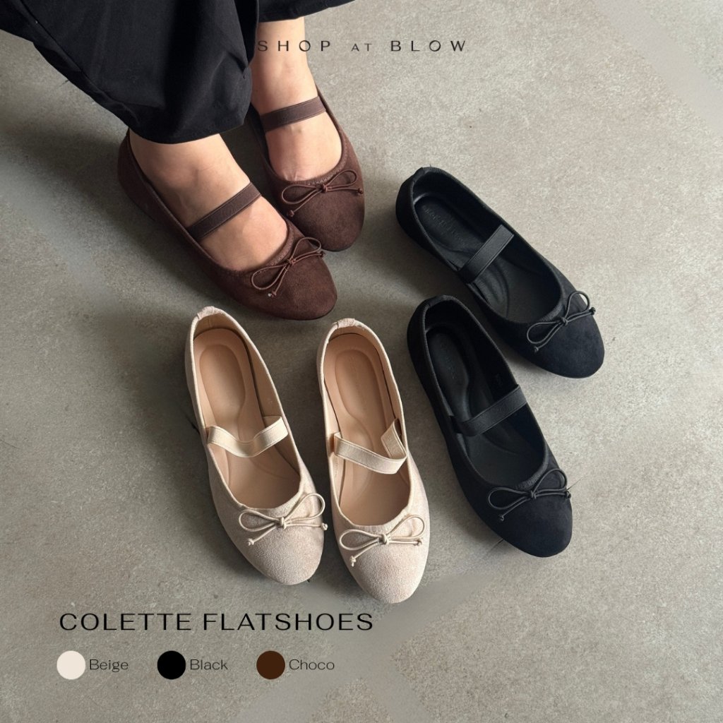BLOW MINNIK 0027 Colette Ballet Flat Shoes Strap & Pita Wanita Slip On Sepatu Kerja & Kuliah Warna H