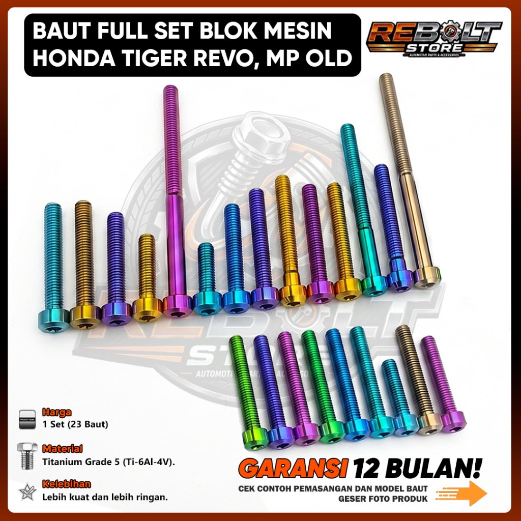 Baut Titanium Full Set Blok Mesin Tiger Revo Tiger 2000 Mega Pro Old GR5 REBOLT