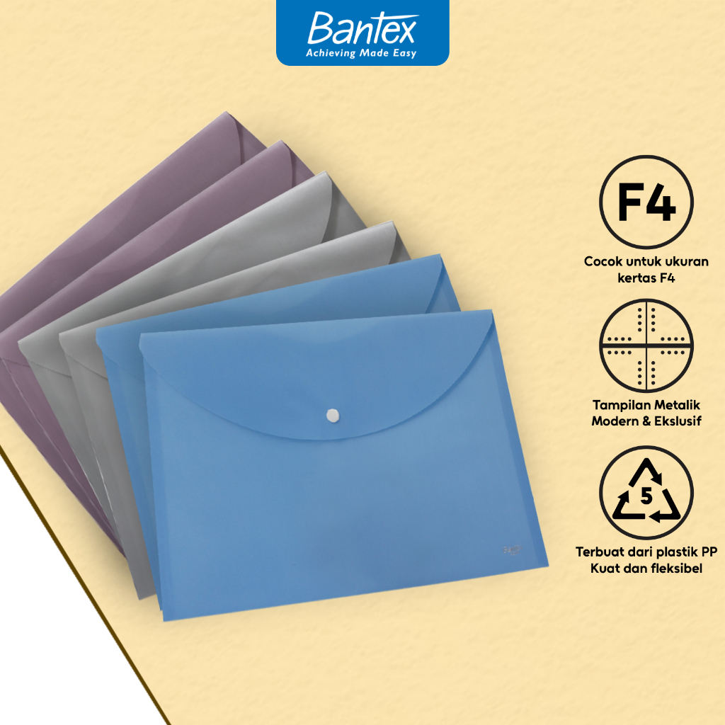 Bantex Map Kancing Plastik Snap Folder Folio Landscape 3220