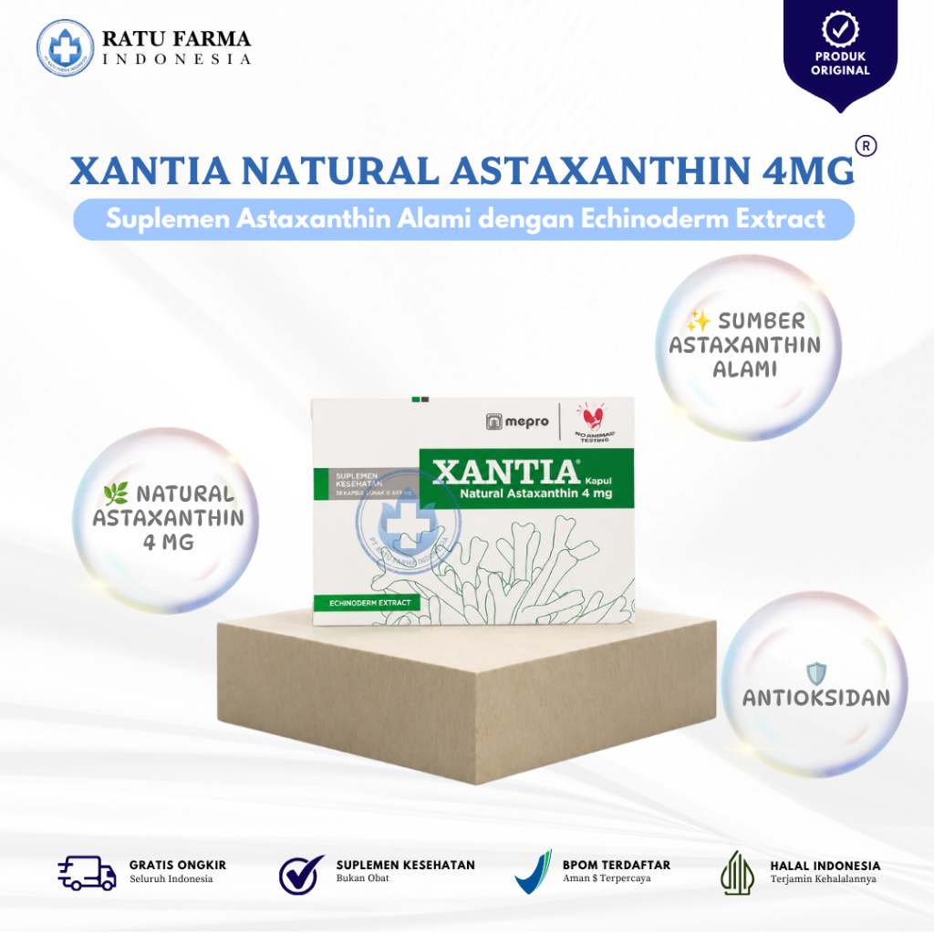 XANTIA | Astaxanthin 4mg | Antioksidan dan digunakan untuk menjaga kesehatan