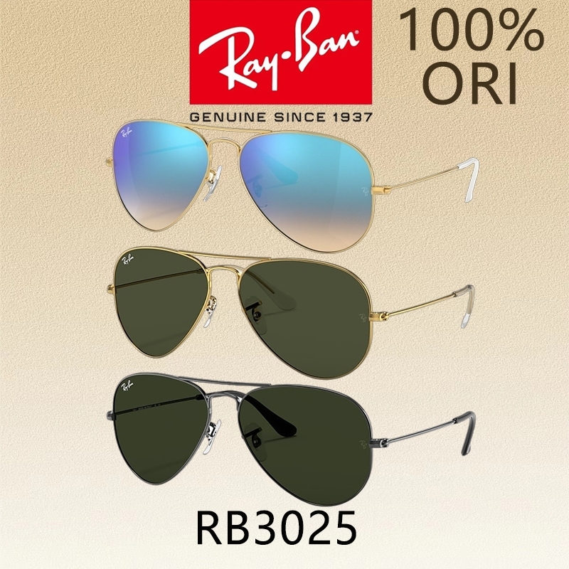100% Original kacamata Ray-Ban Sunglasses AVIATOR CLASSIC RB3025 Global Fitting men/women