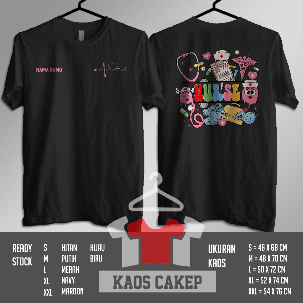 Kaos Nurse Desain Pop Art Doodle Lucu Gratis Nama Kamu Baju Distro