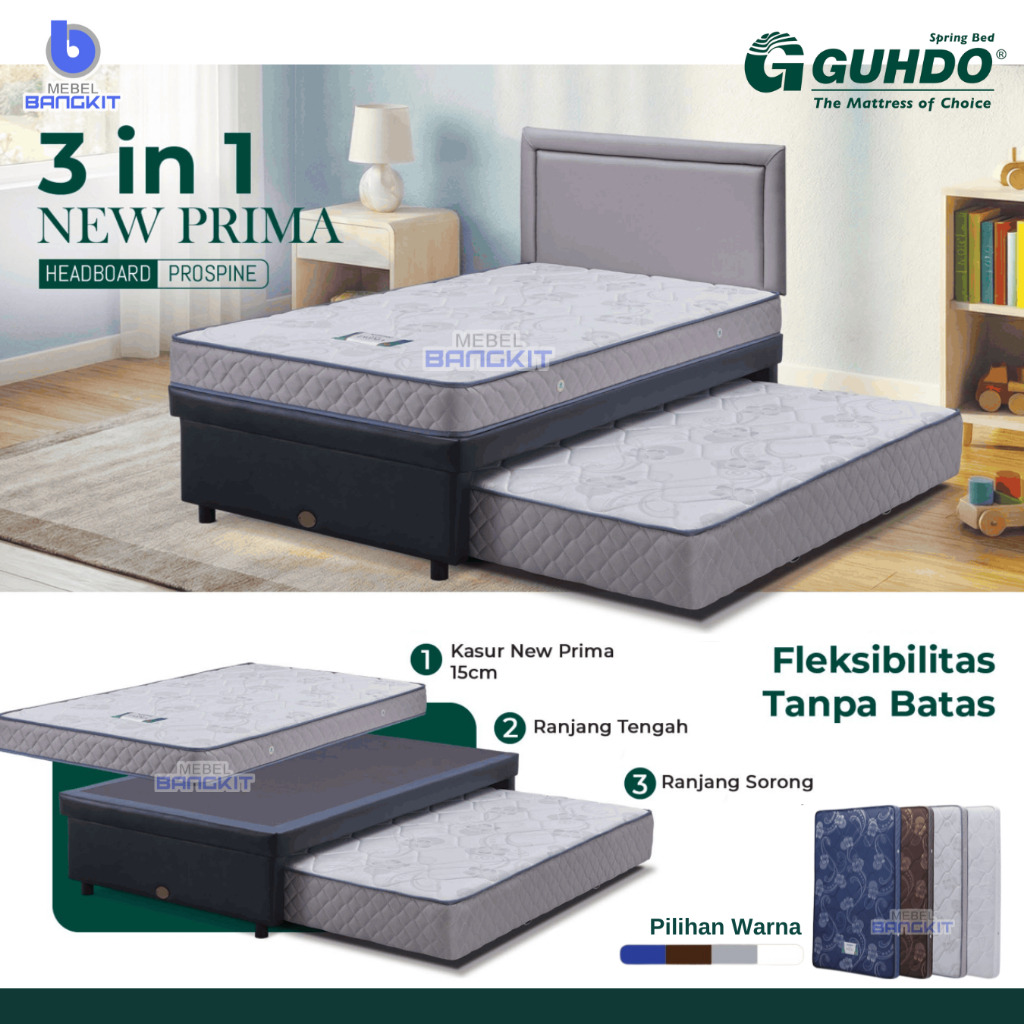 Guhdo Spring Bed 3in1 New Prima Sorong Springbed 3 in 1 Set (90x200 100x200 120x200 140x200 160x200 