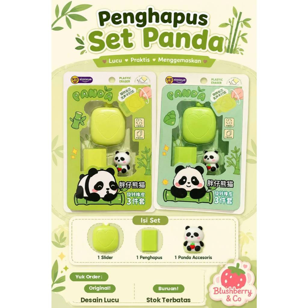 PENGHAPUS LUCU AESTHETIC - Penghapus Slider Set - PANDA & BEAR