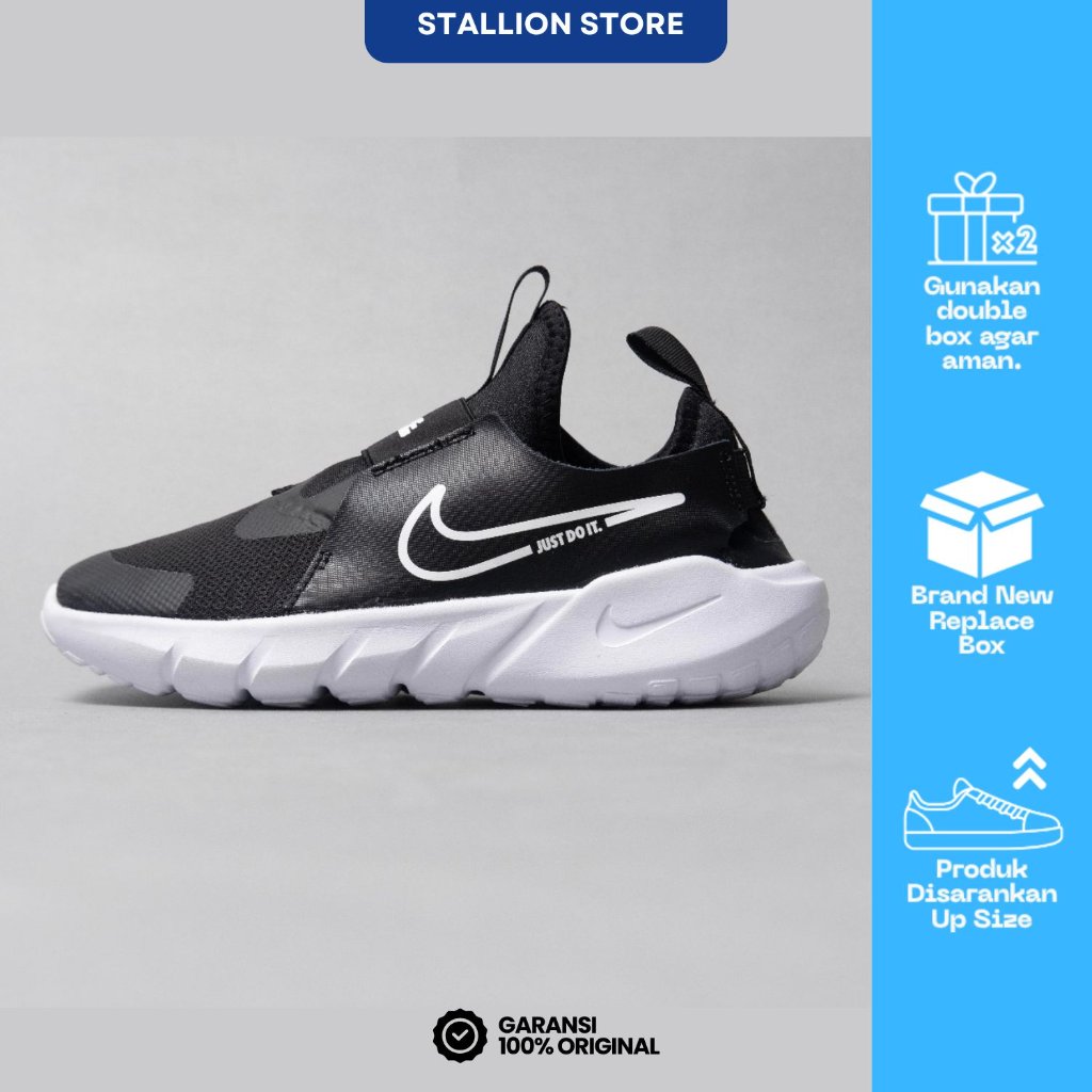 Sepatu Anak / Sepatu Kids / Nike Flex Runner 2 - Black White