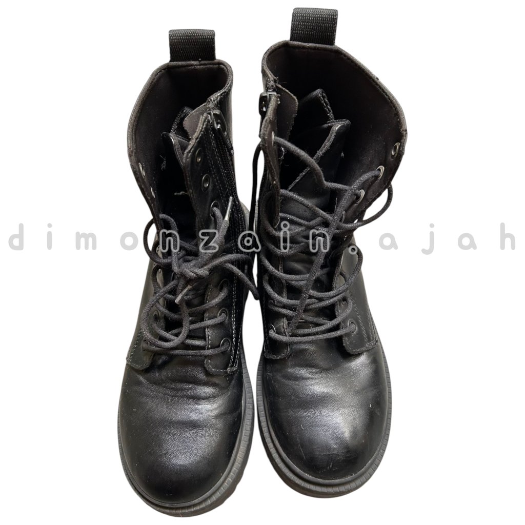 ZARA Girls Black Leather Boots - preloved