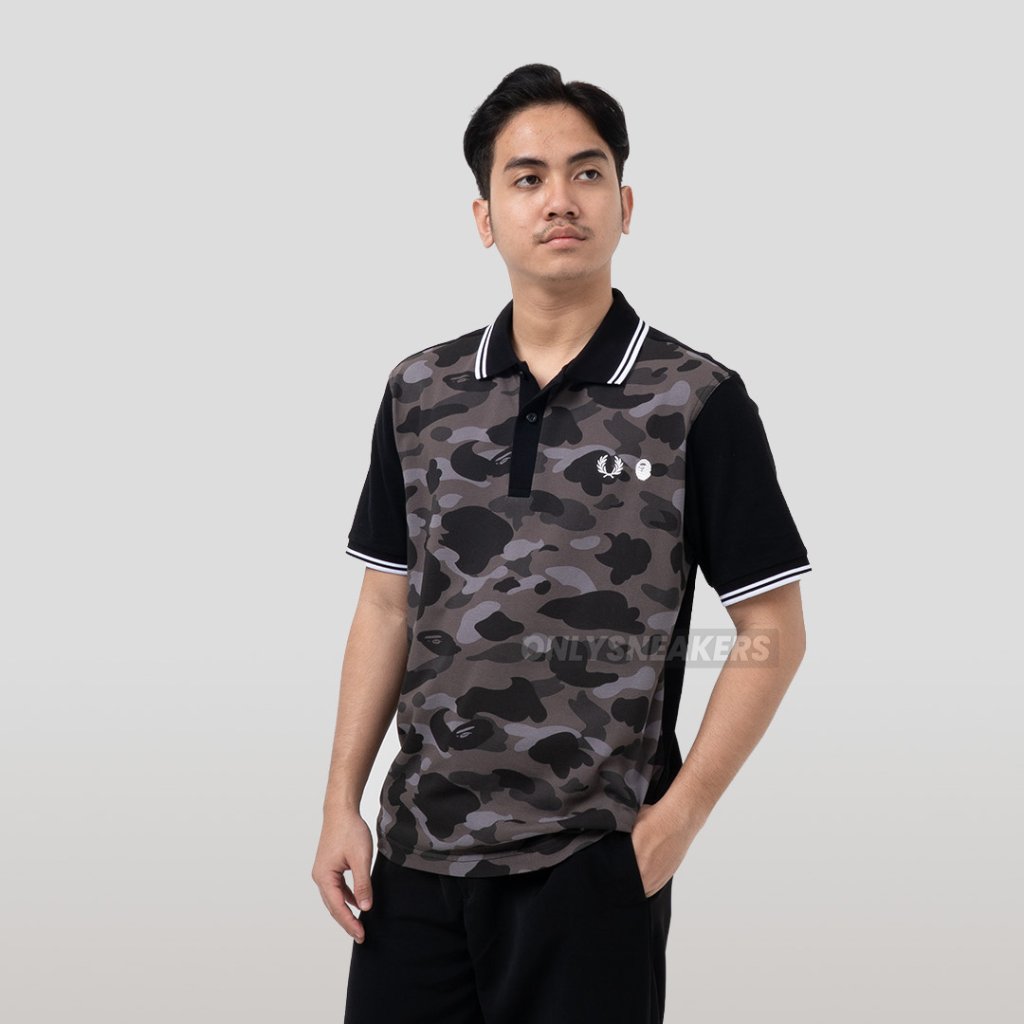 FRED PERRY X BAPE CAMO POLO DARK GREY