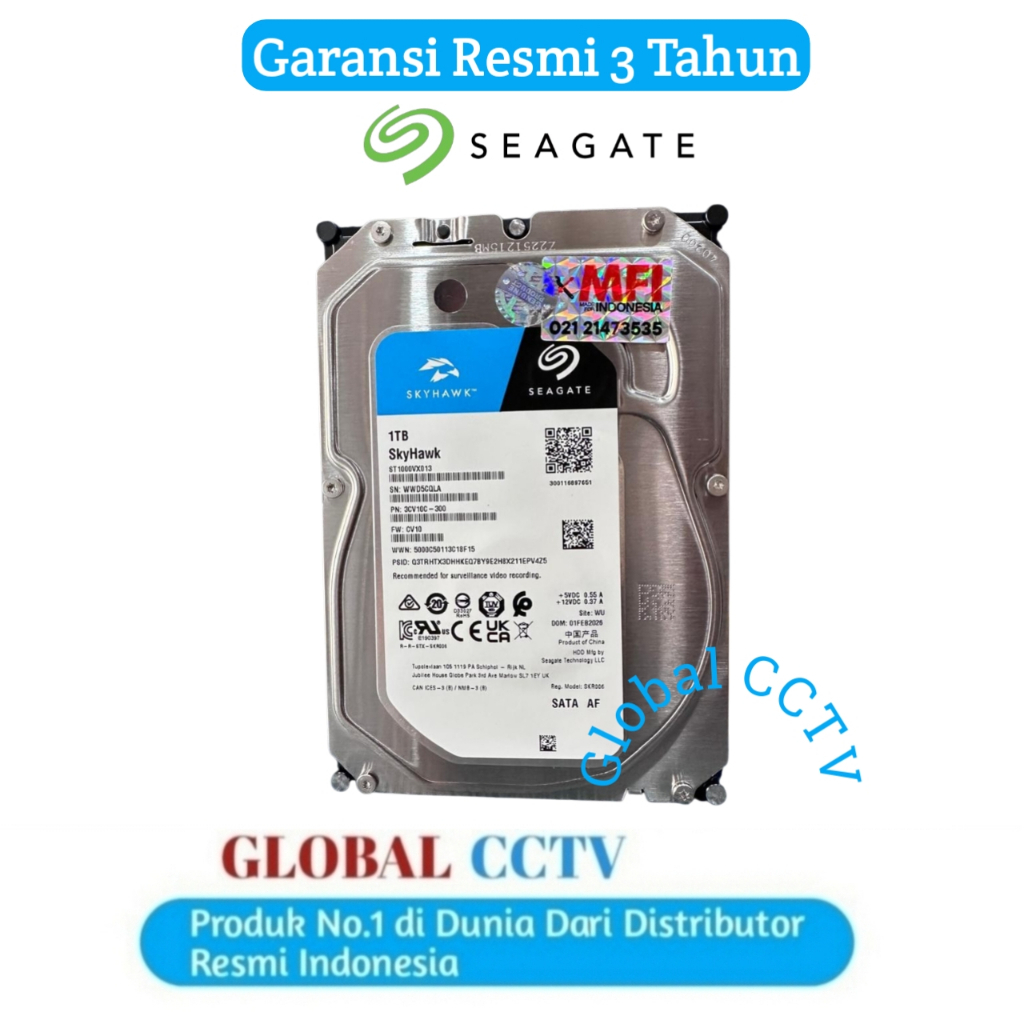 Hardisk 1 TB Seagate Skyhwk MFI Original Garansi 3 Tahun Seagate