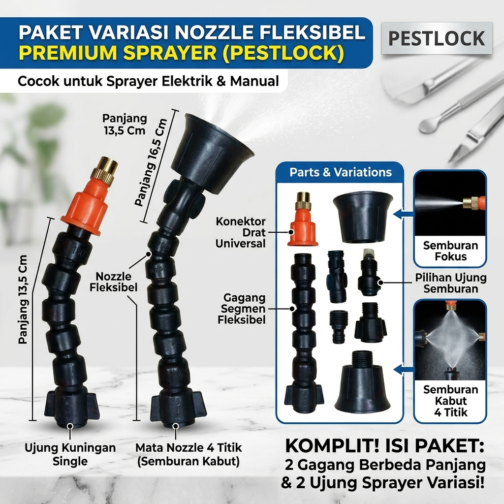 Spuyer Nozzle Fleksibel Variasi Sprayer Elektrik Manual Semprotan Spuyer Tangki Hama