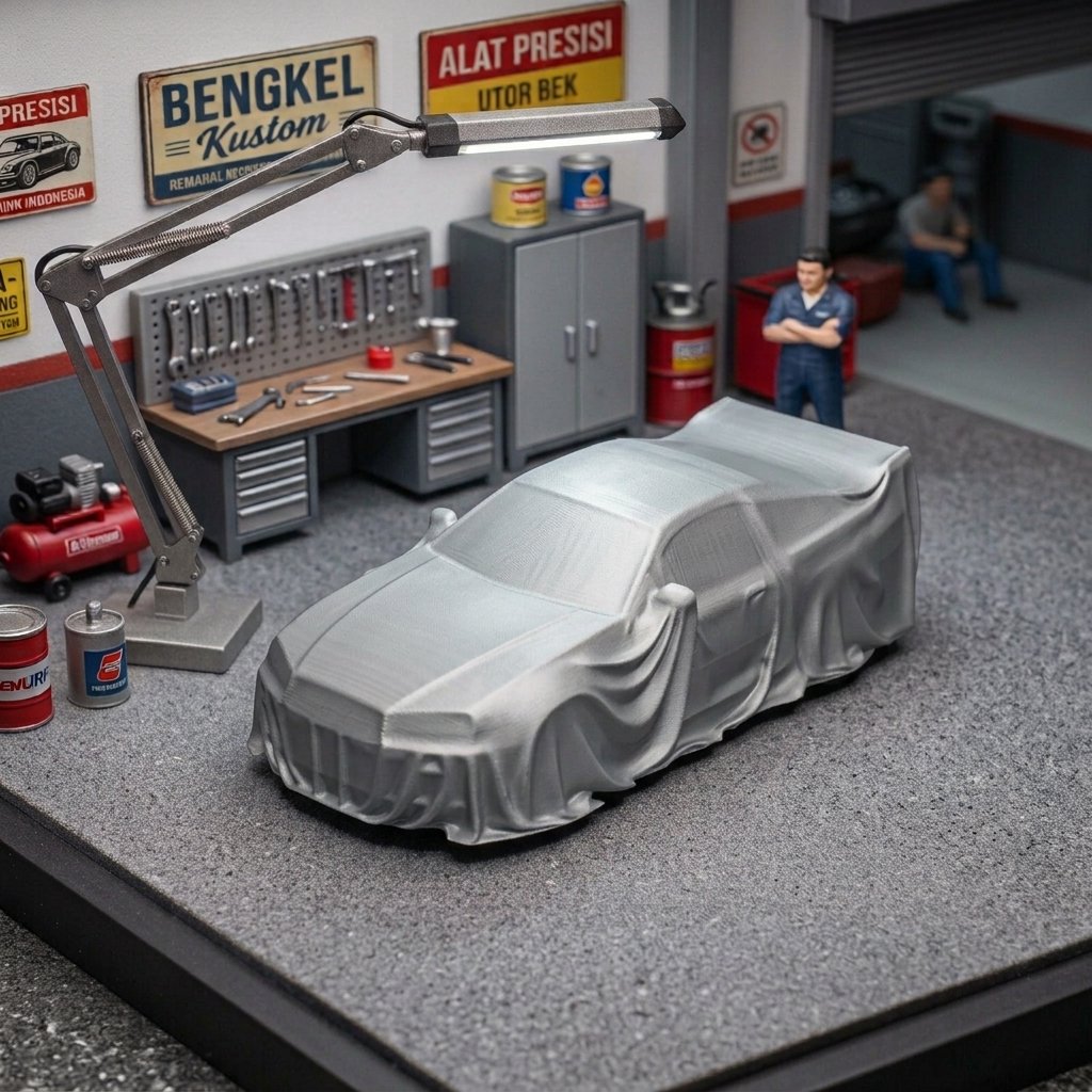 Diorama Covered Car Skyline R34 / Diorama car cover skala 1:64 / Diecast 1:64