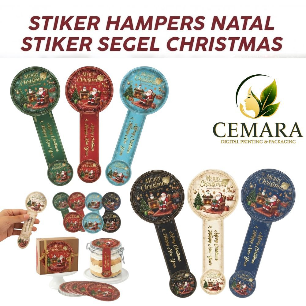 Sticker Segel Toples Kue Natal Stiker Segel Merry Christmas