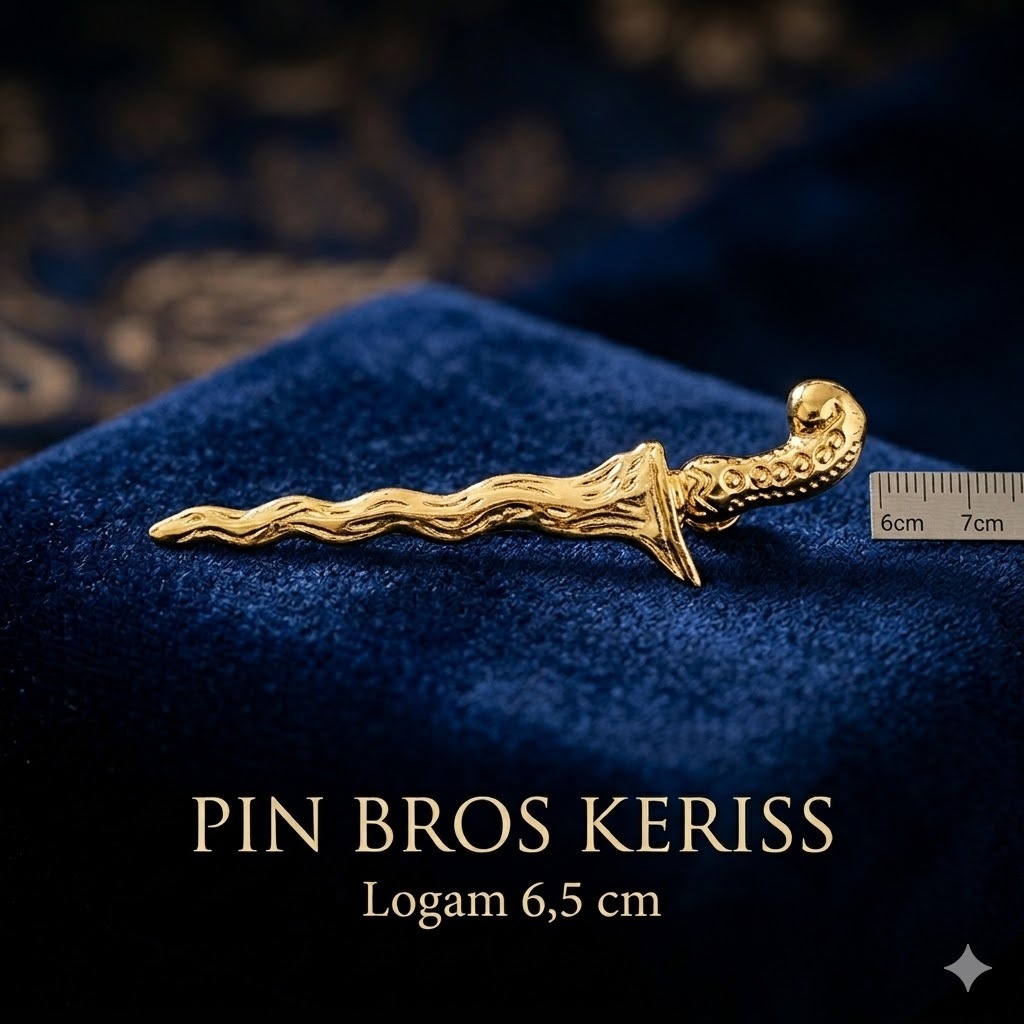Pin Bros Keris 6.5cm Logam Alloy Hiasan Peci Aksesoris Peci Pria Muslim Bros Keris Tradisional Ornam