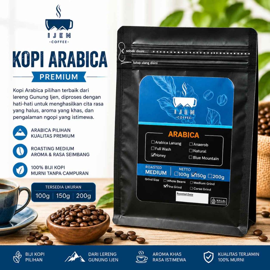 IJEN Coffee Arabica Honey 100% Arabica Premium Kopi Gunung Ijen Roasted Medium