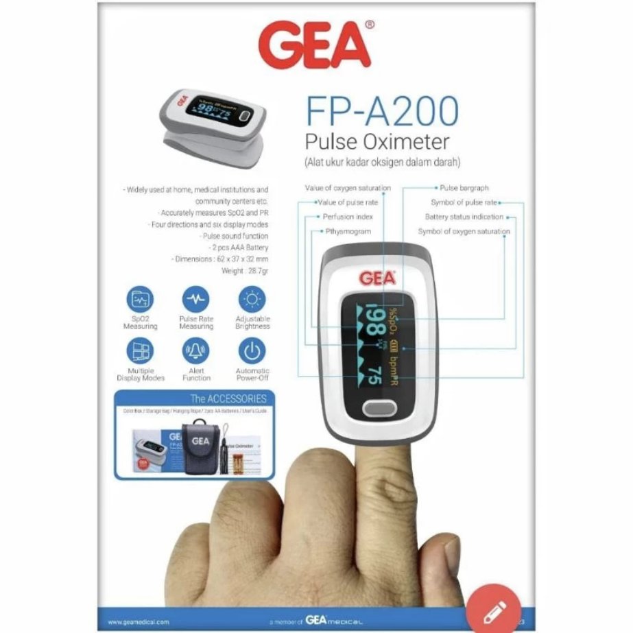 Pulse Oxymeter GEA FP-A200 / Saturasi Oksigen / Pulse Oximeter / Kadar Oksigen Darah