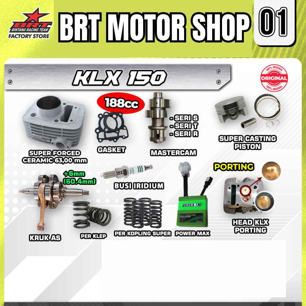 PAKET TOURING CASTING 1 8 9 11 BRT KLX 140 KLX 150 DRTACKER 150 Paket Bore Up 188 / 170CC