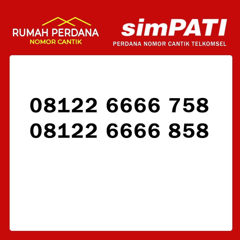 Perdana nomor cantik Telkomsel Simpati kuartet 08122 6666 xxx 3