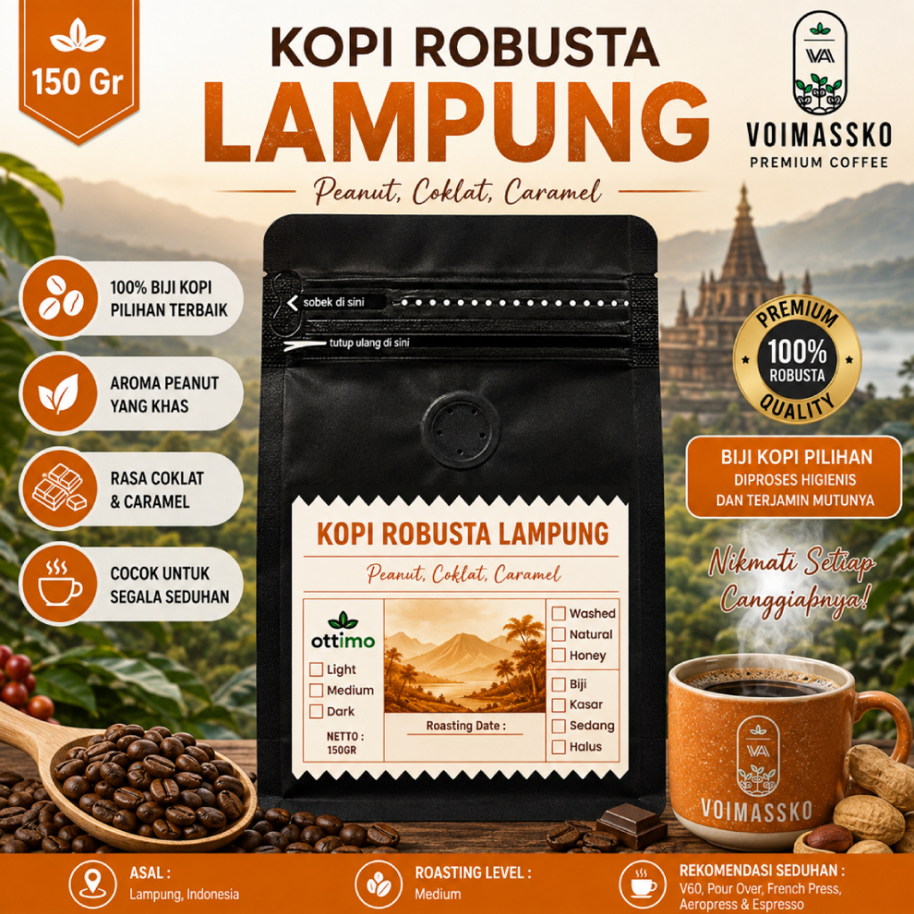 Ottimo Kopi 150gr / Kopi / Kopi Bubuk / Kopi Hitam / Robusta / Kopi Bubuk Lampung / Biji Kopi Robust