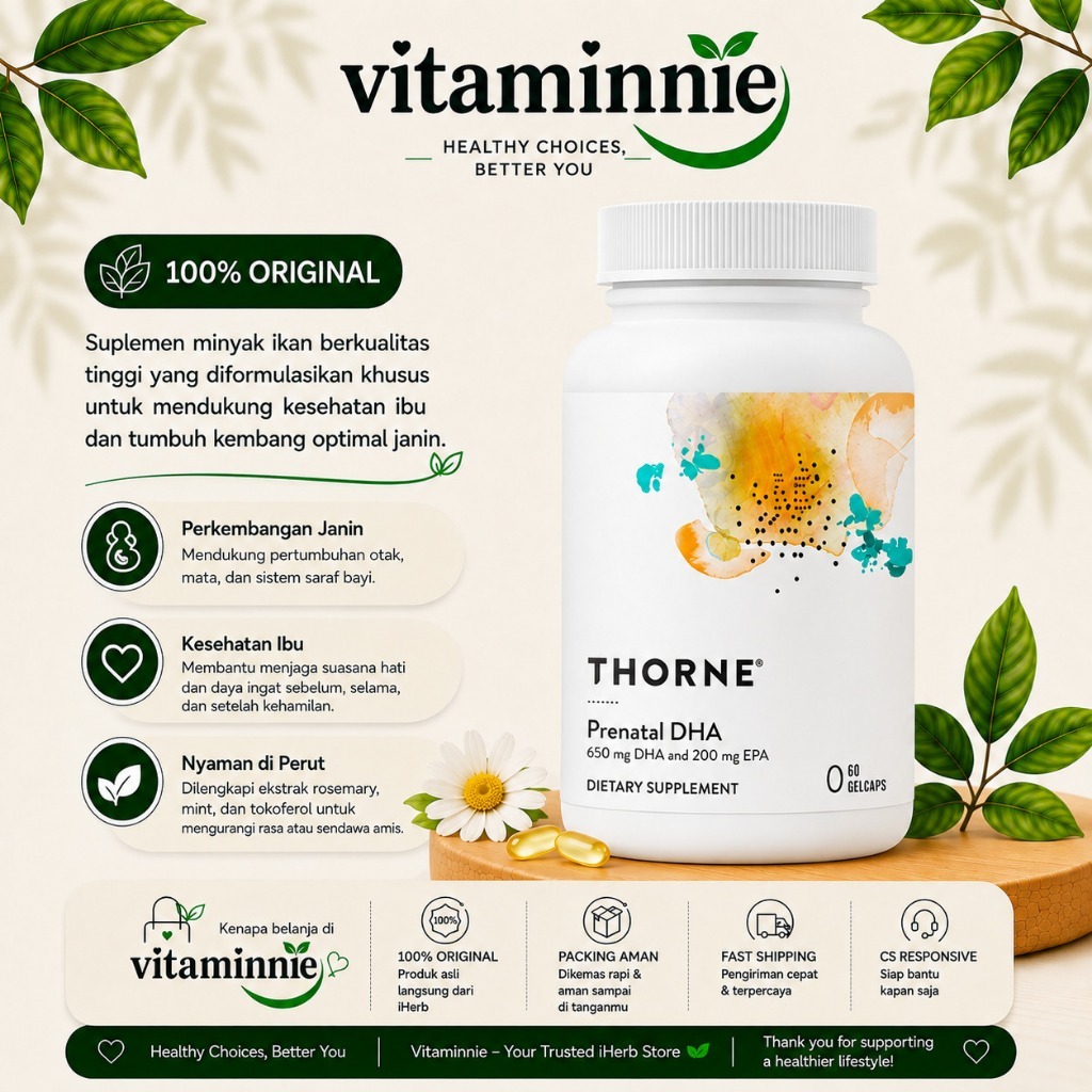 THORNE Prenatal DHA - 650 mg DHA dan 200 mg EPA  60Gelcaps