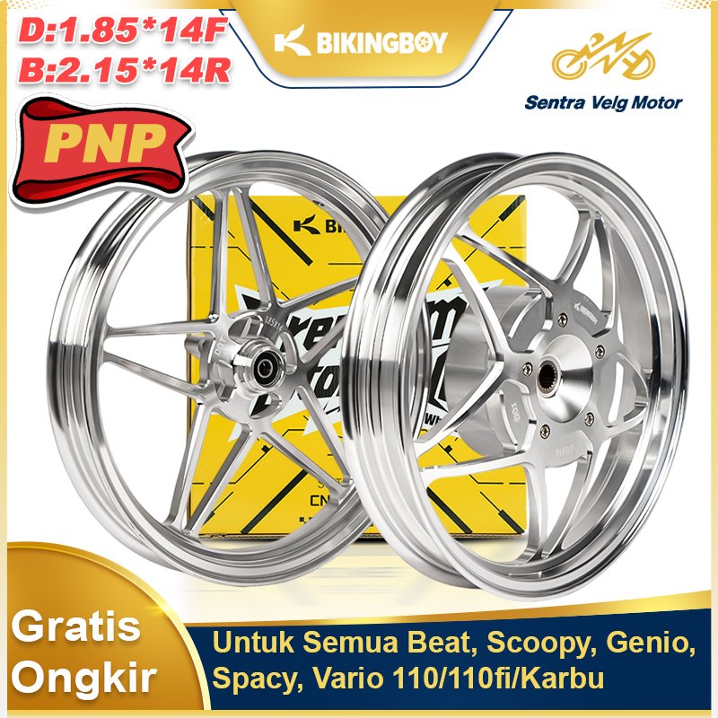 Velg Bikingboy Ring 14 Bintang Lima,CNC,PNP,Untuk Semua Beat, Scoopy, Genio, Spacy, Vario 110/110fi/