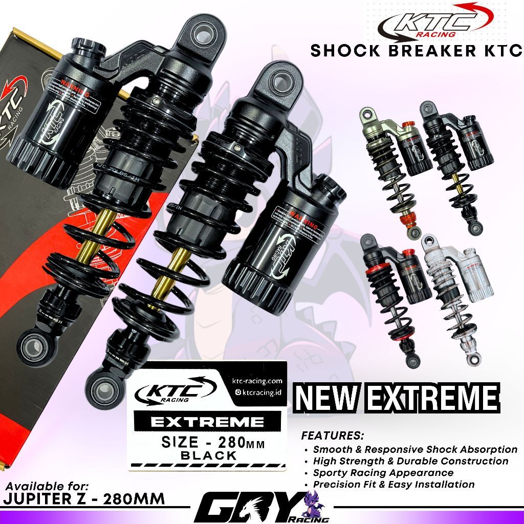 KTC New Extreme Shockbreaker 280mm - Shock Breaker Tabung Atas Jupiter Z Z1 F1ZR Vega Force 280 mm