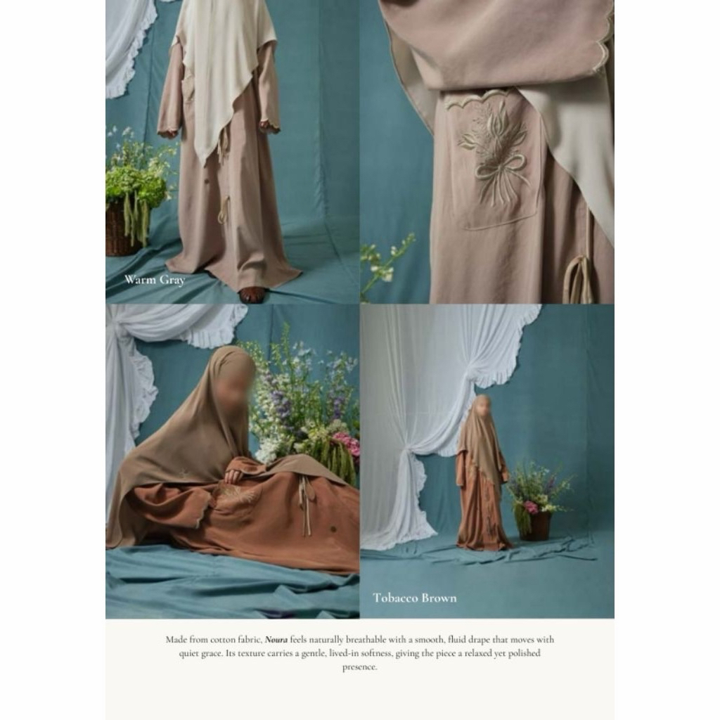 Aafiya Noura Tabaco Brown Size M preloved sekali pakai 1x handwash lengkap pouch aafia